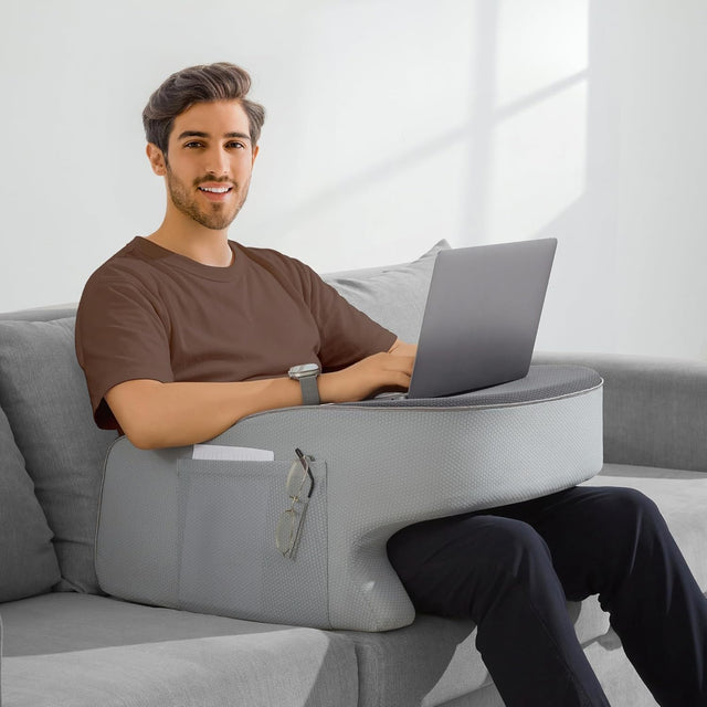 Lap Desk Pillow - Gaming Pillow, Reading Pillow, Laptop Desk for Bed, Couch Desk, Luxurious Lap Pillow Desk Supports Arms Shoulders Neck, Memory Foam