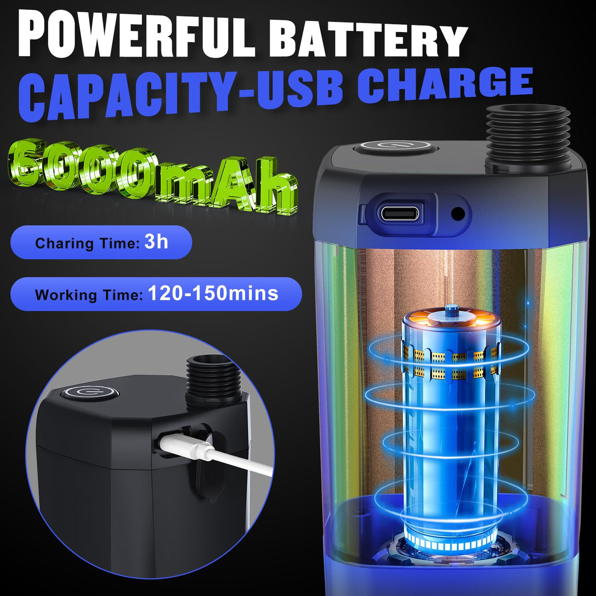 Portable Shower for Camping, [6000mAh Long-Lasting] Spopal Rechargeable Camping Shower with Shower Head, Intelligent LED Display, Electric Shower Pump for Camping, Hiking, Travel, Car & Pet Clean