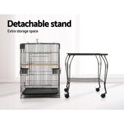 145 cm Rolling Bird Cage with 2 Perches & Removable Tray