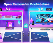 ODK Reversible L-Shaped Desk with LED Lights & Power Outlets