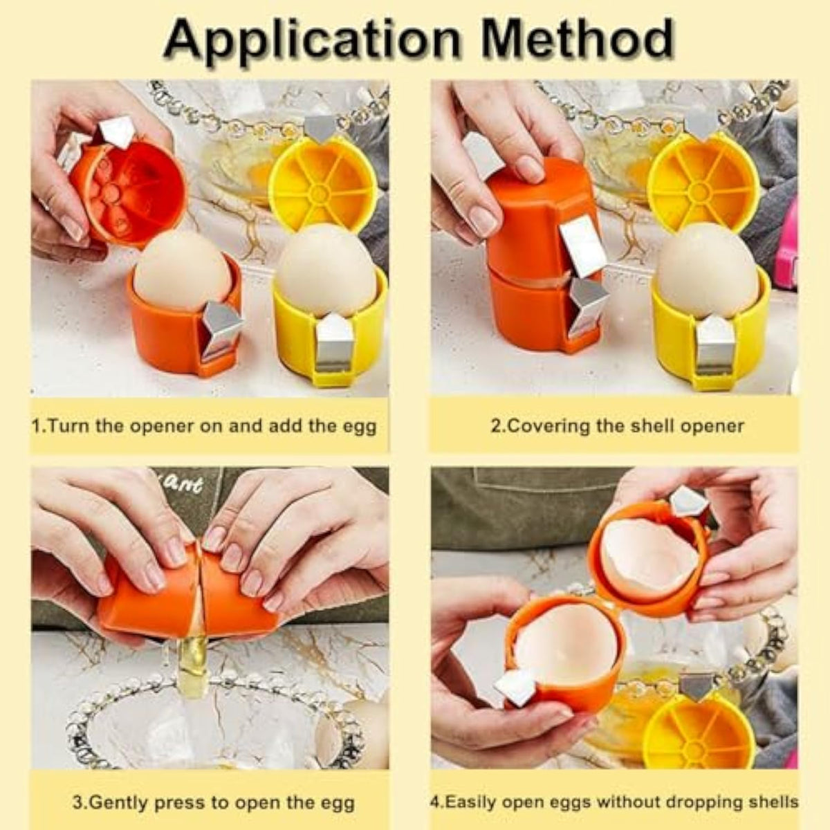 3-Piece Handheld Egg-Opener Set – Yellow, Orange & Pink
