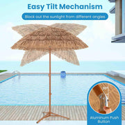 2 m Thatched Tiki Umbrella with Folding Stand & Carry Bag