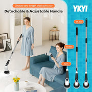 Electric Spin Scrubber,Cordless Cleaning Brush,Shower Cleaning Brush with 8 Replaceable Brush Heads, Power Scrubber 3 Adjustable Speeds,Adjustable & Detachable Long Handle,Voice Broadcast