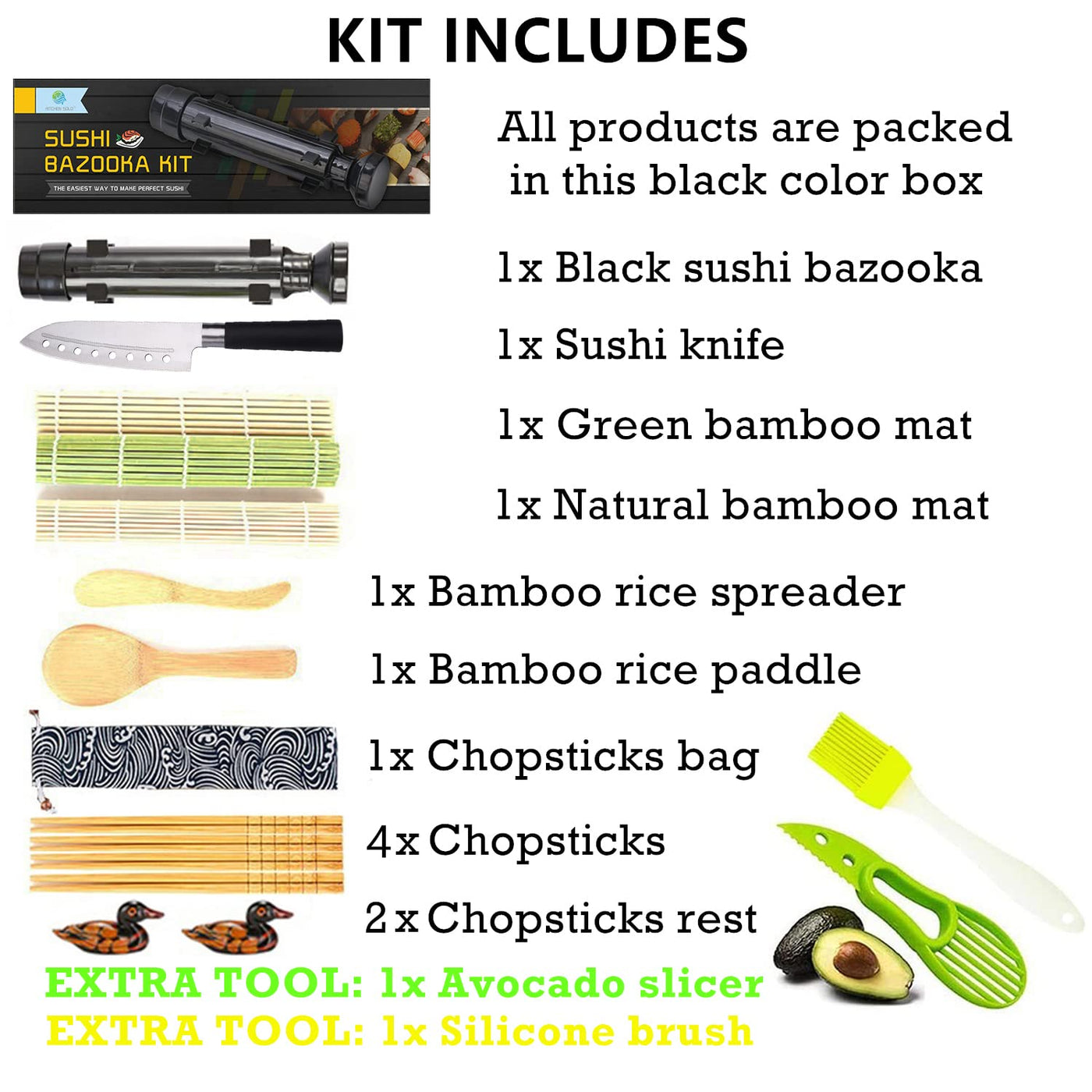 All-in-One Sushi-Making Kit with Bazooka, Mats & Knife