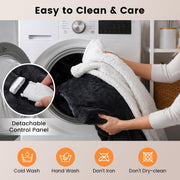 Wearable Heated Blanket with Sleeves & Foot Pockets – Flannel Sherpa, 10 Heat Levels, Timer