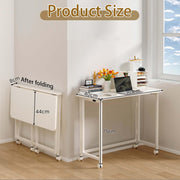 Small Folding Computer Desk with Wheels