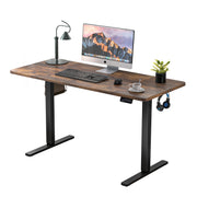 Electric Standing Desk 110x60cm (43.3"x23.6"), Height Adjustable Standing Desk with Splice Board, Stand Up Desk with Hook and Memory Smart Handset(Black Frame + Rustic Brown Desktop)