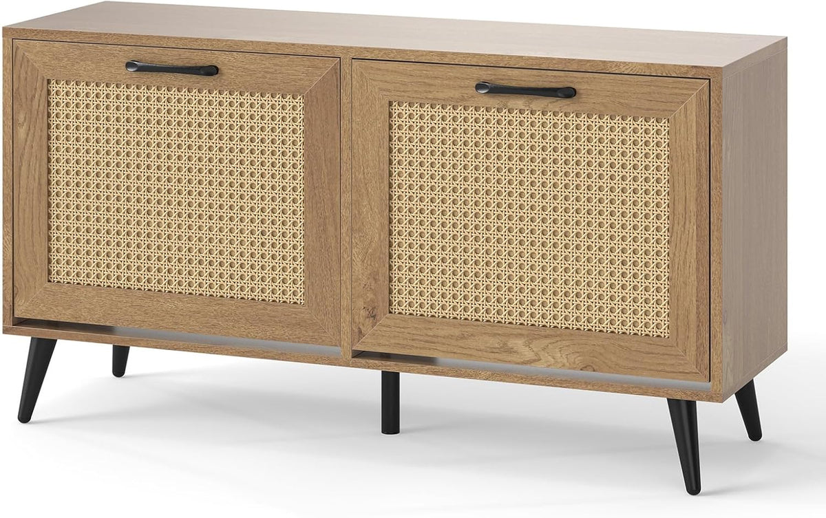 Rattan Shoe Cabinet with 2 Flip Drawers