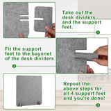 Zeyfon 6Pcs Acoustic Desk Divider Desk Partition 60cm x 60cm Stand Up Freestanding Desk Privacy Panel Noise and Visual Distractions Reducing Table Divider for Student Reception Area Office,Light Grey