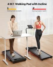 4 in 1 Foldable Walking Pad Treadmill with Incline and Handle Bar, 2.5HP with Dual Display and Mute Control, Under Desk Treadmills for Home with App Bluetooth Folding Treadmill