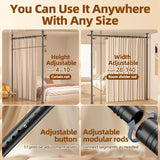 No-Drill Floor to Ceiling Room Divider, Adjustable Tension Rod Partition for Bedroom, Living Room or Studio (Black, Single Rod)