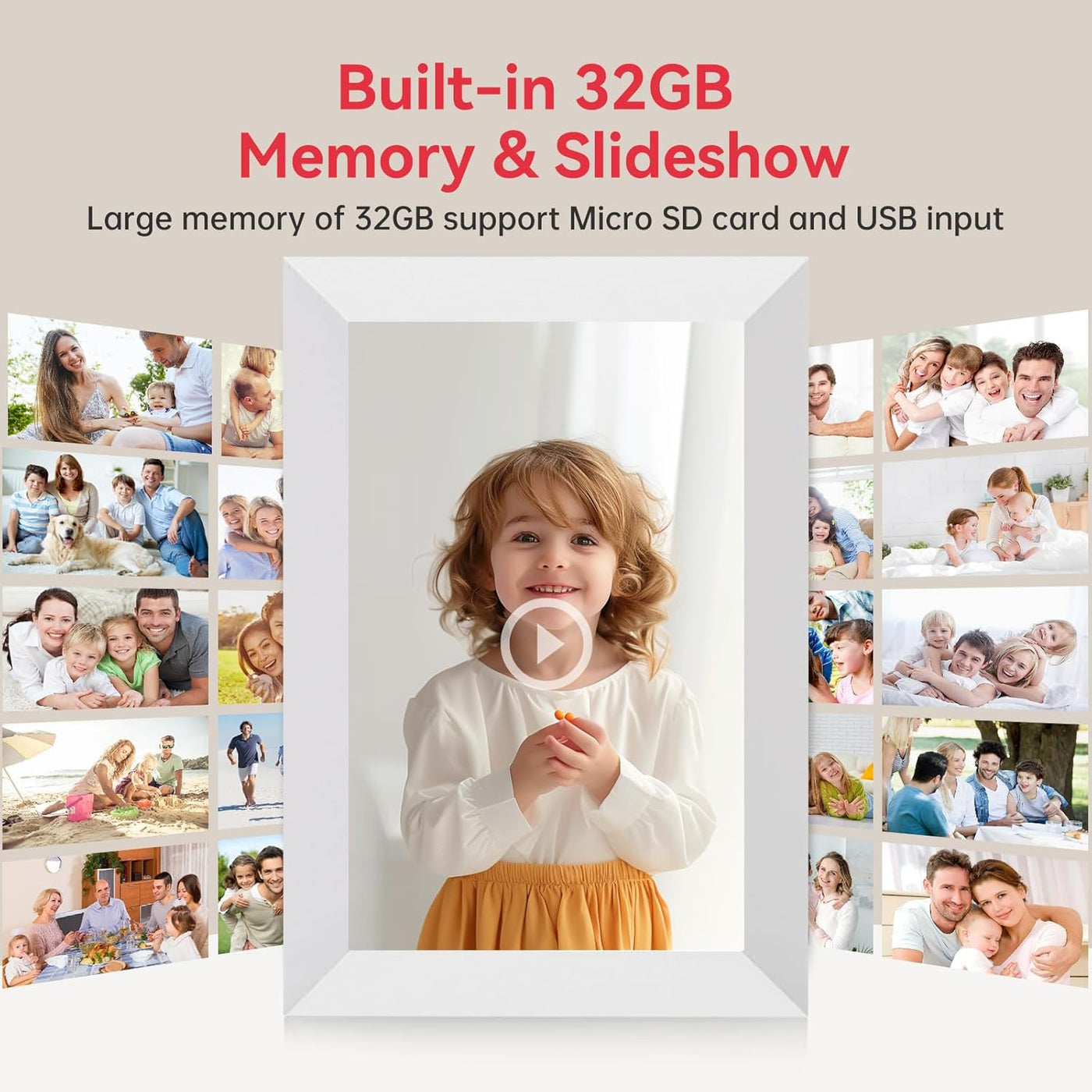 WiFi Digital Picture Frame 32GB Memory 10.1 Inch, 1280x800 HD IPS Touch Screen Photo Frame Electronic, Easy Setup, Share Photos or Videos Anywhere via Free Frameo APP