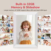 WiFi Digital Picture Frame 32GB Memory 10.1 Inch, 1280x800 HD IPS Touch Screen Photo Frame Electronic, Easy Setup, Share Photos or Videos Anywhere via Free Frameo APP