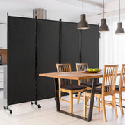 173cm Rolling 4-Panel Room Divider – 4 Colours