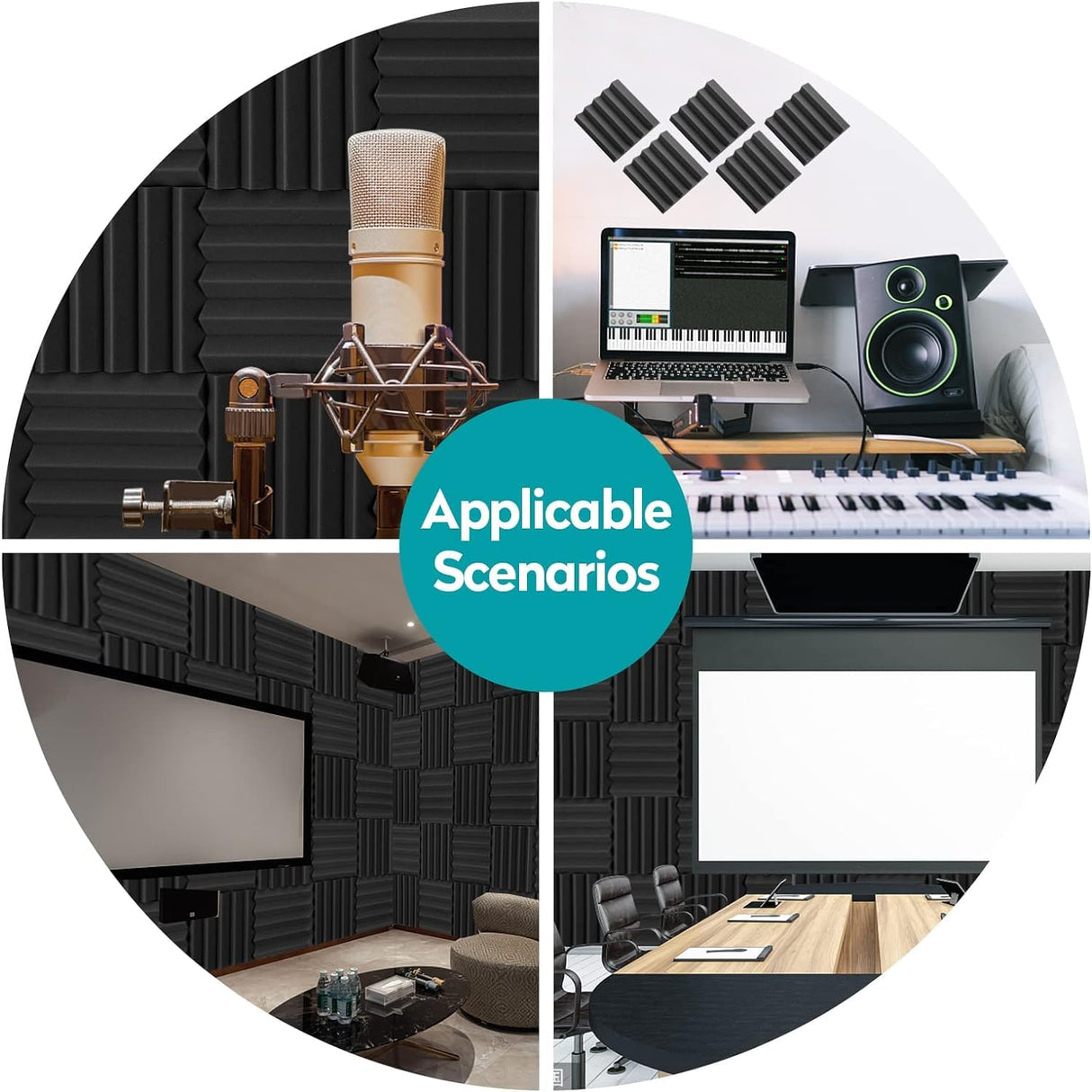 Sound Proof Foam Panels Pack Acoustic Foam,25 X 25 X 5 cm Wedges Acoustic Panels,Sound Absorbing Panels for Studio/Office/Home Sound Proof Panels for Walls (2.5cm) 24 pack