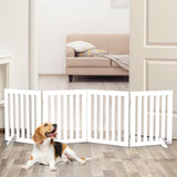 Freestanding Pet Gate,Wooden Dog Gate for Doorways,Dog Gate for Stairs,Pet Barrier Indoor Gate Safety Fence 203x61CM