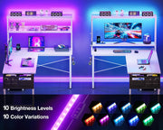 ODK Reversible L-Shaped Desk with LED Lights & Power Outlets