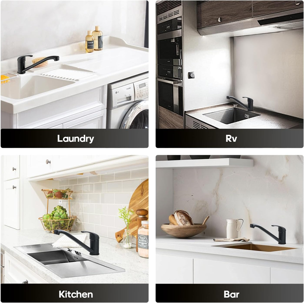 Decaura Laundry Sink Mixer Tap Swivel Spout Kitchen Sink Faucet (Matt Black)
