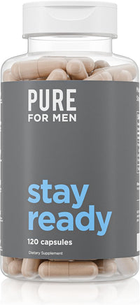 Pure for Men Original Cleanliness Stay Ready Fiber Supplement, 120 Vegan Capsules, Helps Promote Digestive Regularity. Psyllium Husk, Chia Seeds, Oat Fibre, Proprietary Formula