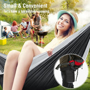 Portable 210D Nylon Camping Hammock – Black & Grey