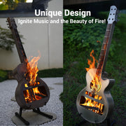 Portable Stainless-Steel Guitar-Style Wood Fire Pit with Carry Bag