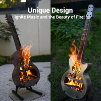 Portable Stainless-Steel Guitar-Style Wood Fire Pit with Carry Bag