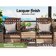 2-Seater Timber Garden Bench with Folding Table & Umbrella Hole