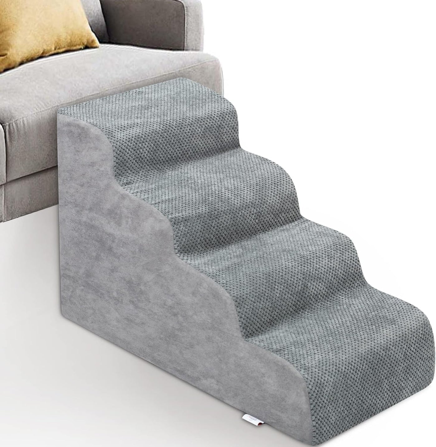 4-Step Grey Detachable Pet Stairs for Beds & Couches