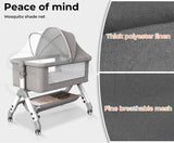 3-in-1 Baby Cot Bed Crib Bedding Set Bassinet Safety Fence Adjustable Beside Rails Babysitter Sleep