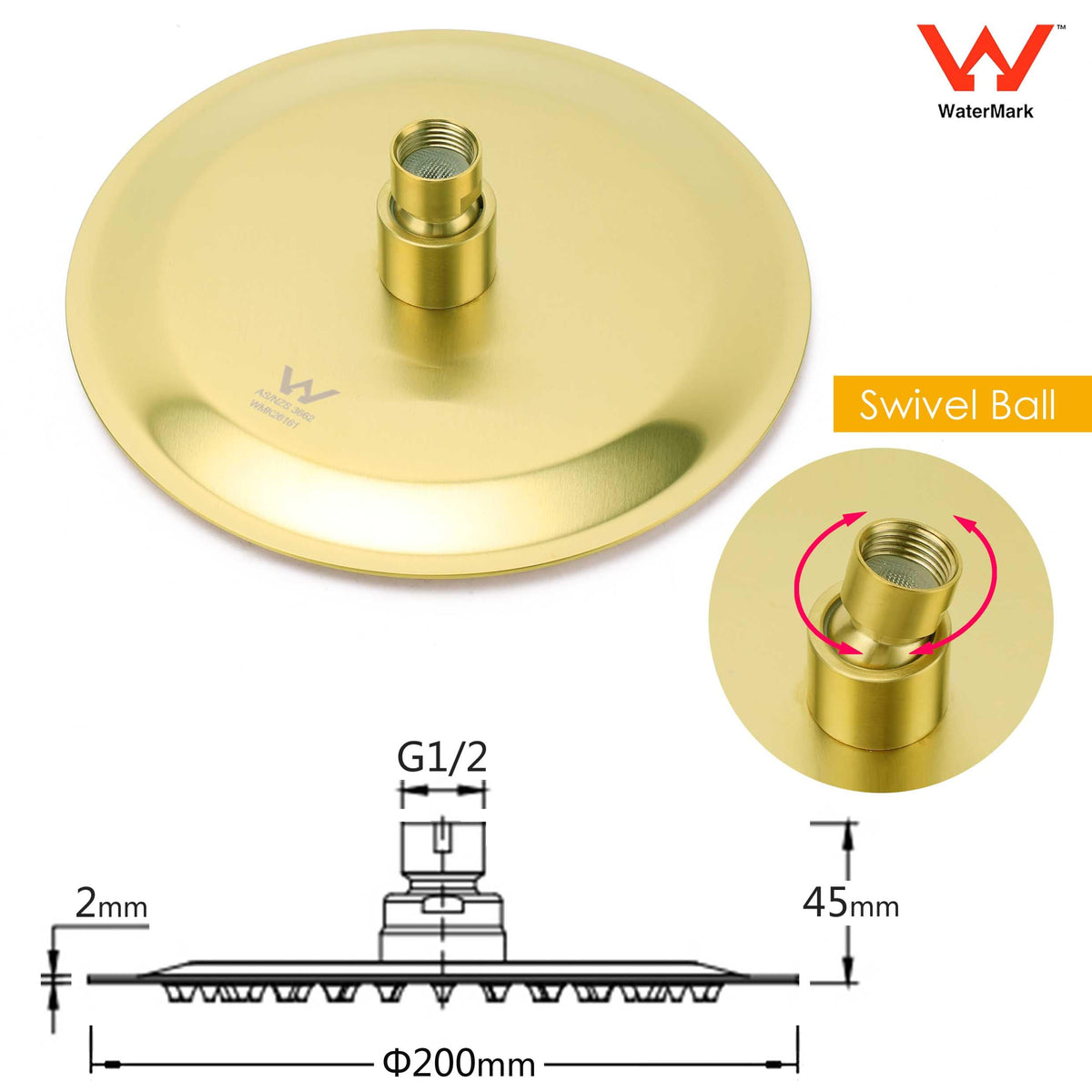Round Brushed-Gold Twin Shower Rail Set