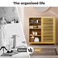 80 × 40 × 88 cm Bamboo Storage Cabinet with Louvered Door