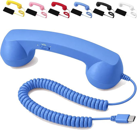 Retro USB-C Wired Phone Handset with Microphone & Volume Control