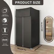 100 × 100 × 200 cm Foldable Black Fitting Room with Curtain & Hooks