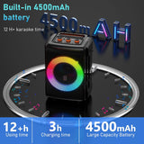 Karaoke Machine with 2 Microphones, Bluetooth Portable Speaker with DJ Party Lights, Support TWS, REC & PA, Ideal for Birthdays, Family Gatherings & Events (Black)