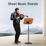 Ssumght 2 in 1 Dual-use Sheet Music Stand & Desktop Book Stand, Large Wooden Book Holder, Height Adjustable from 80-130cm,with Page Paper Clip for Cookbooks, Sheet Music, etc.