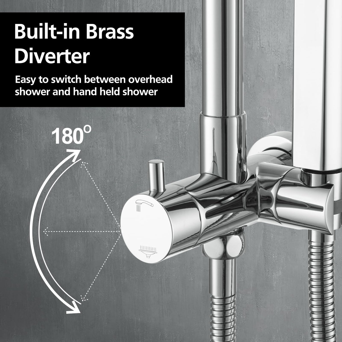 ACA 10-Inch Round Twin Shower Rail Set – Chrome