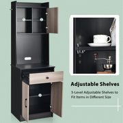 Black 3-Door Buffet Cabinet with Drawer & 4 Adjustable Shelves