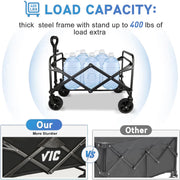 L4 Heavy-Duty Collapsible Utility Wagon with Side Pocket