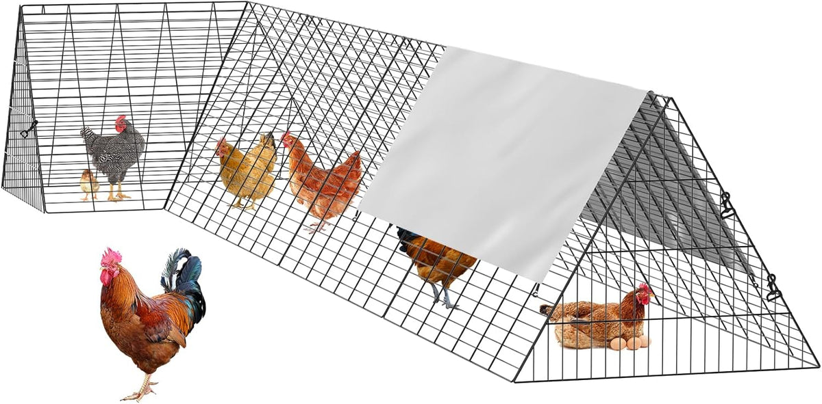 4m Portable Chicken Run Tunnel with Weather Cover
