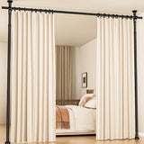 No-Drill Floor to Ceiling Room Divider, Adjustable Tension Rod Partition for Bedroom, Living Room or Studio (Black, Single Rod)