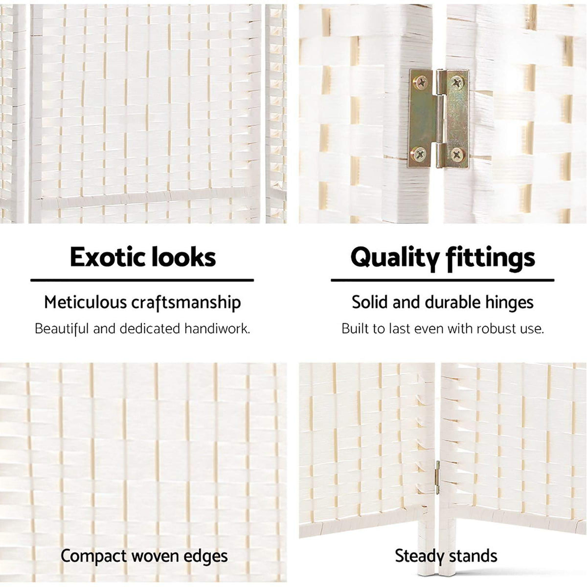 8-Panel White Pine & Woven-Paper Folding Room Divider