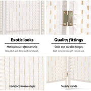 8-Panel White Pine & Woven-Paper Folding Room Divider