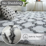 LLarge Area Rugs for Living Room, Ultra Soft Indoor Modern Fluffy Bedroom Carpets, Washable Furry Throw Rugs Area Carpets for Children Bedroom Home Decor Nursery Rug (White/Black, 200 x 300 CM)