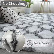 200 × 300 cm White & Black Fluffy Area Rug