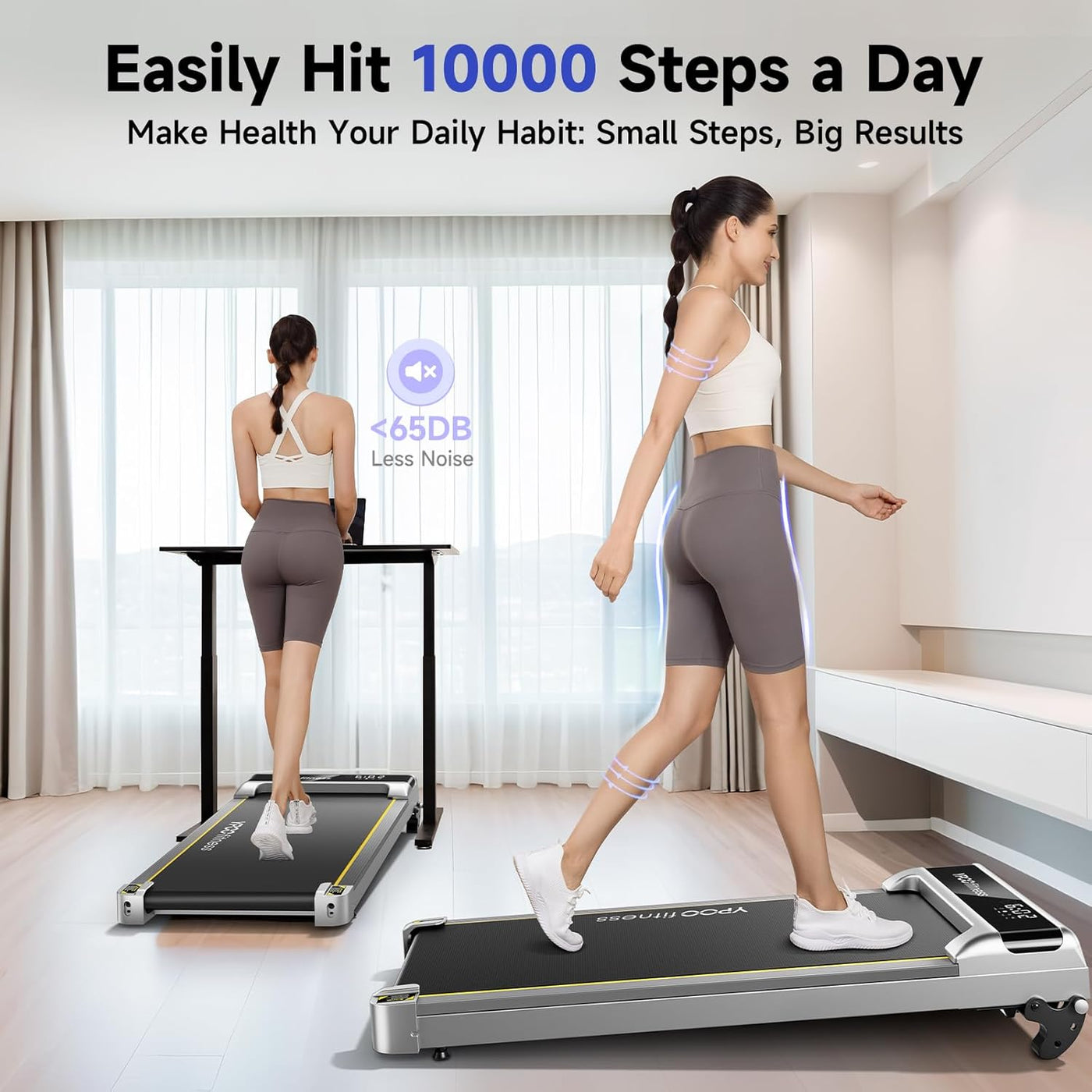 Walking Pad with Incline up to 6%, Treadmill for Home with LED Display, 136KG Portable Installation-Free Under Desk Treadmill with APP, Easy to Store Running Walking Machine