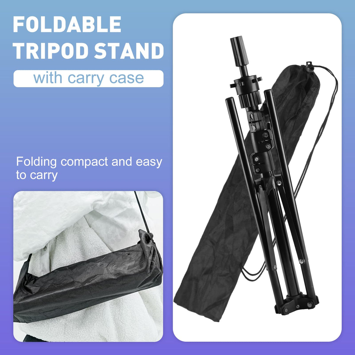 63-Inch Adjustable Foldable Wig-Head Tripod