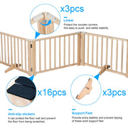 5-Panel Pine Freestanding Pet Gate – 304 × 43 cm