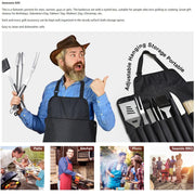 40 cm Stainless-Steel BBQ Tool Set with Apron