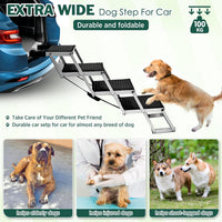 Extra-Wide Folding Dog Car Stairs – 48.7 cm, 100 kg Capacity