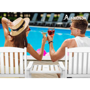 White Fir-Wood Twin Chair & Centre Table Set